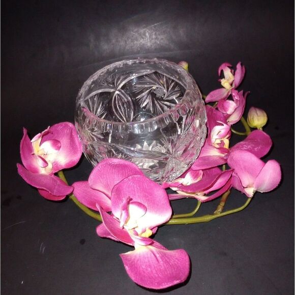 🆕🌹Vintage Lead Crystal Cut Glass Round Rose Bowl Vase - Picture 1 of 9